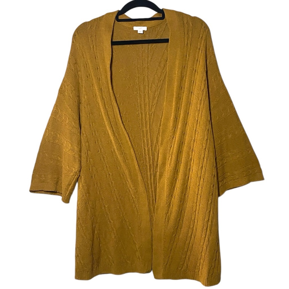 J Jill Perfect Relaxed Fit Open Front Cardigan Women’s XL‎ Camel Tan Sweater - Picture 3 of 14